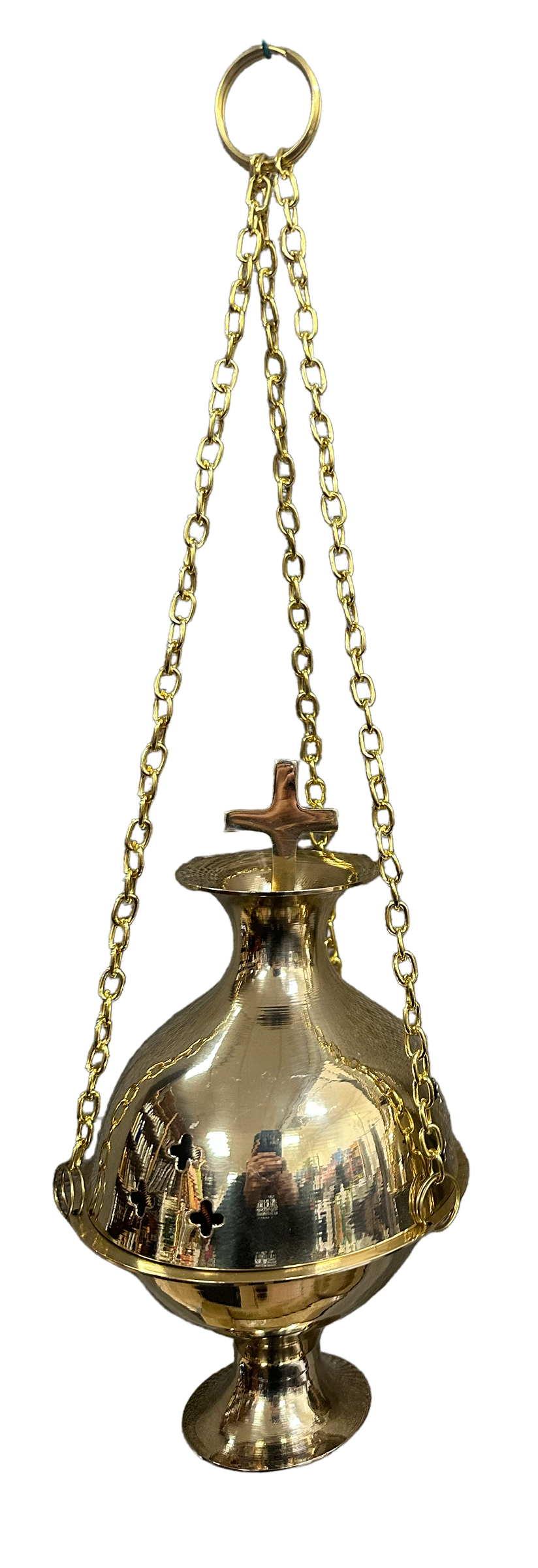 Traditional Charcoal Resin Burner Hanging Chain with Cross -(Large Size)