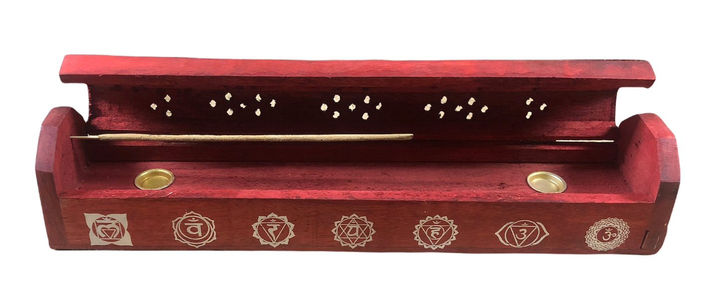 Traditional Incense Burner Coffin Box (7 Chakras Red Color)