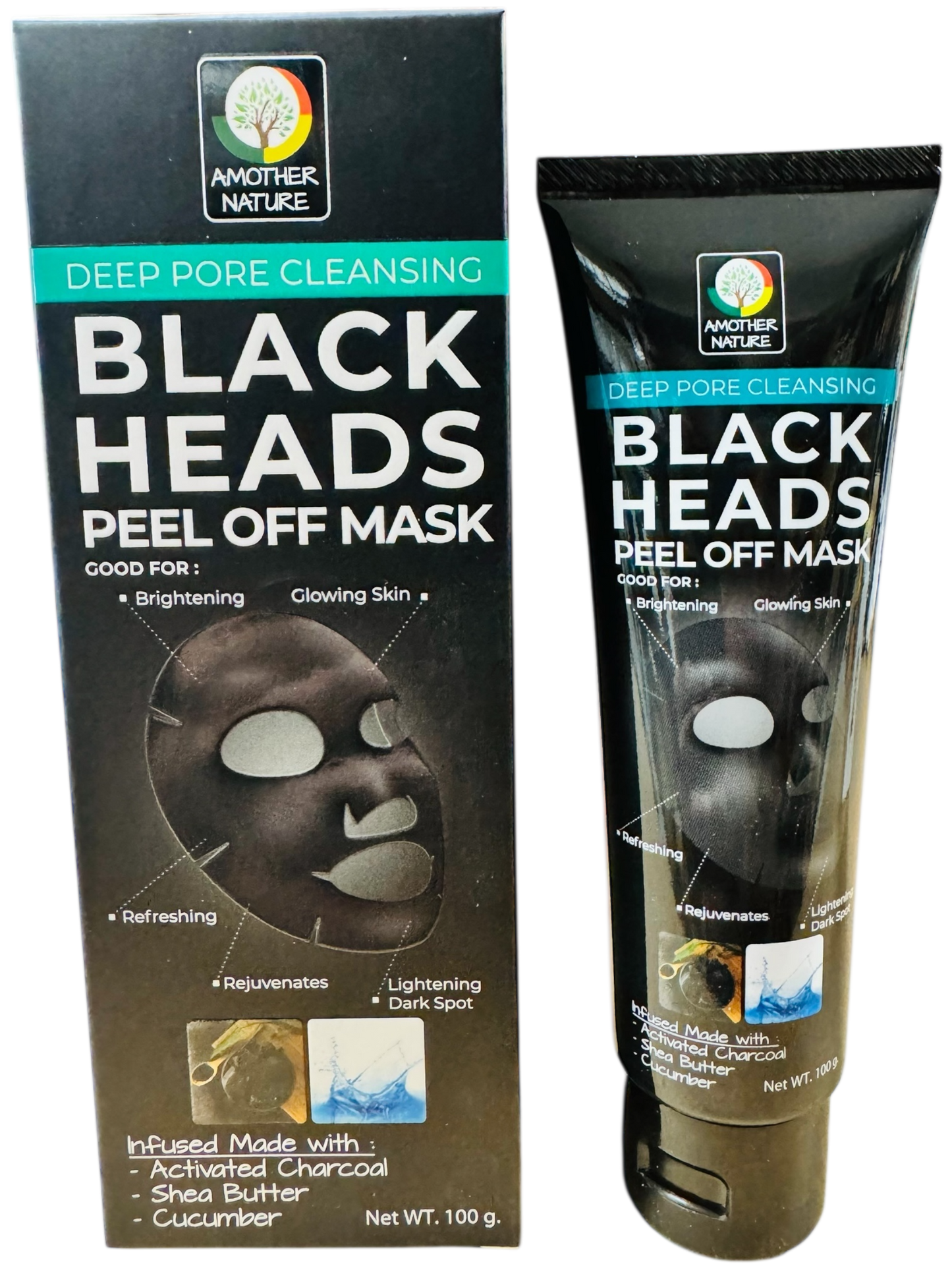 Black Heads Peel Off Mask -Infuse with Activated Charcoal, Shea Butter & Cucumber