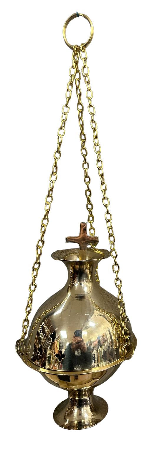 Traditional Charcoal Resin Burner Hanging Chain with Cross -(Large Size)