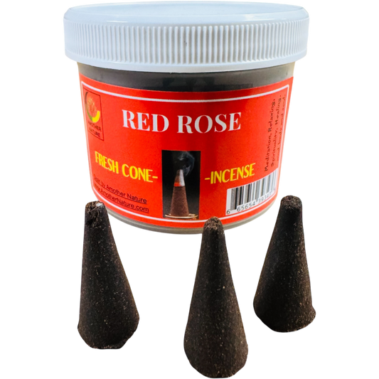Red Rose Cone Incense - Fresh Hand Made