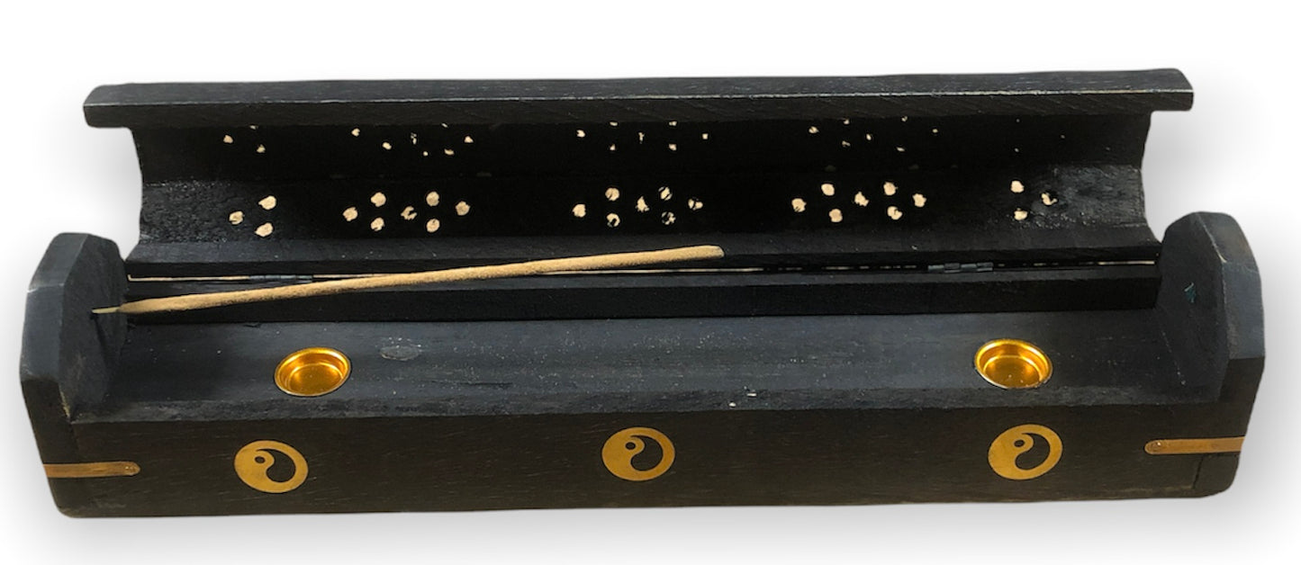 Traditional Incense Burner Coffin Box (Yin Yang Black Color)